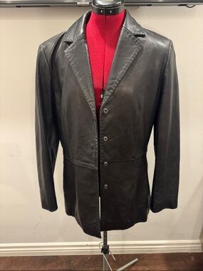Mossimo Supply Co. Black Leather Button-Front Blazer Jacket